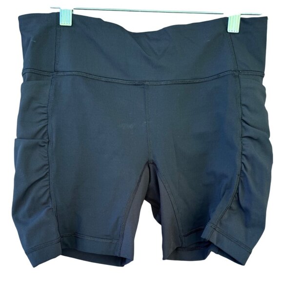 Lululemon Women's Black Ruched Biker Athletic Shorts Size 8 Activewear - Picture 1 of 8